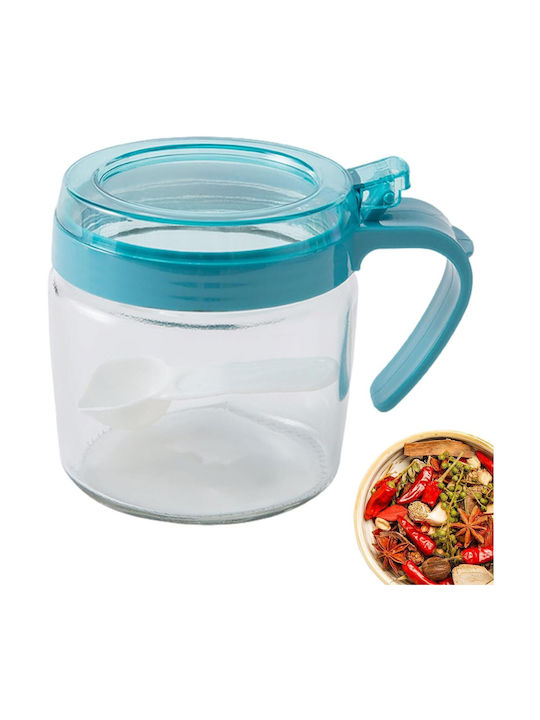 Βάζο για Ζάχαρη με Καπάκι Γυάλινο Μπλε 180ml