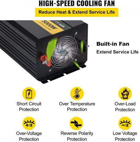 Vevor Car Inverter Modified Sinewave 5000W to Converter 12V DC in 110V AC with 1xUSB