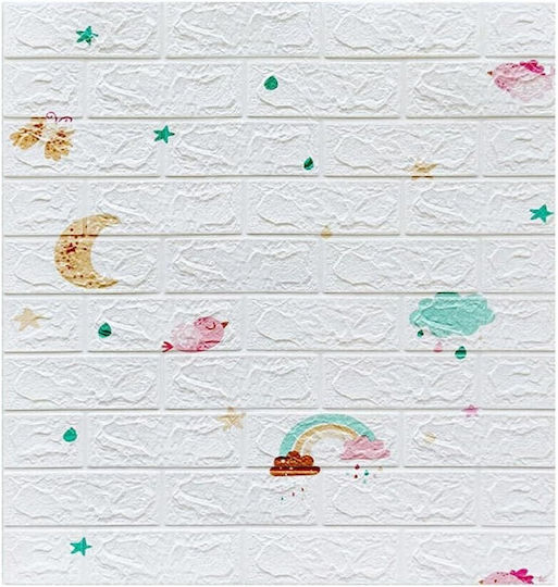 Panouri Decorative 3D Pentru Perete Spumă Autoadeziv Alb 70x77cm 10 Bucăți