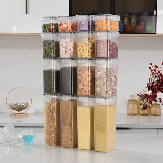 16er Set Getreideboxen mit Deckel Kunststoff Transparent 2700ml 16Stücke