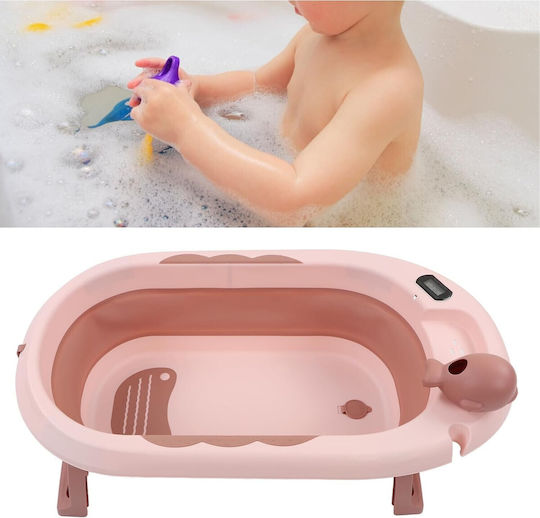 Faltbare Babybadewanne mit Thermometer Rosa