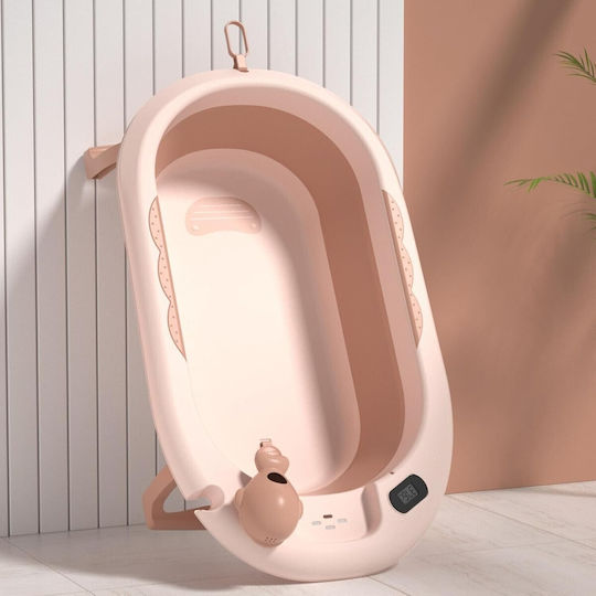 Faltbare Babybadewanne mit Thermometer Rosa