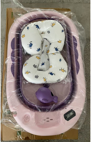 Foldable Baby Bath with Thermometer Purple