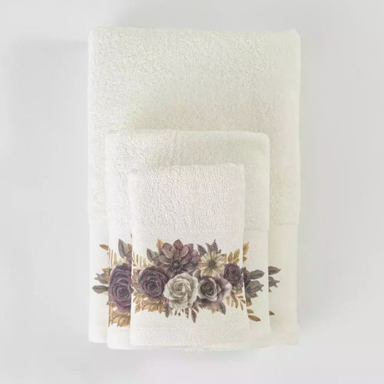Borea Set De Prosoape De Baie 3 Buc Gerbera Ecru