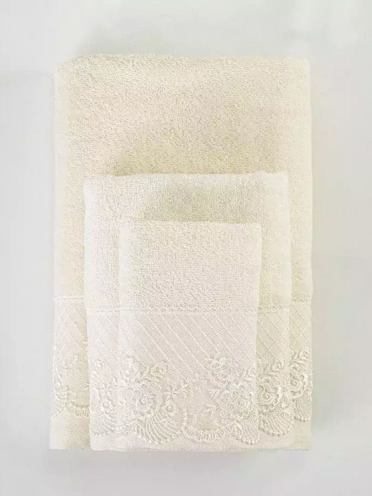 Borea Set De Prosoape De Baie 3 Buc Ecru