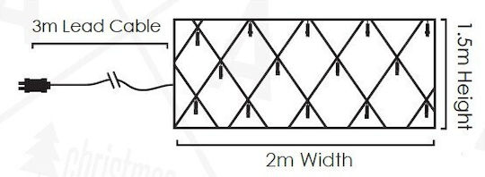 240 Λαμπάκια LED 2μ. x 200εκ. Θερμό Λευκό τύπου Δίχτυ