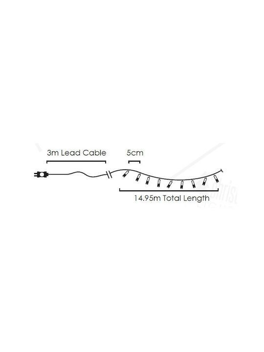 300 Lights LED 15m. White in String 1pcs