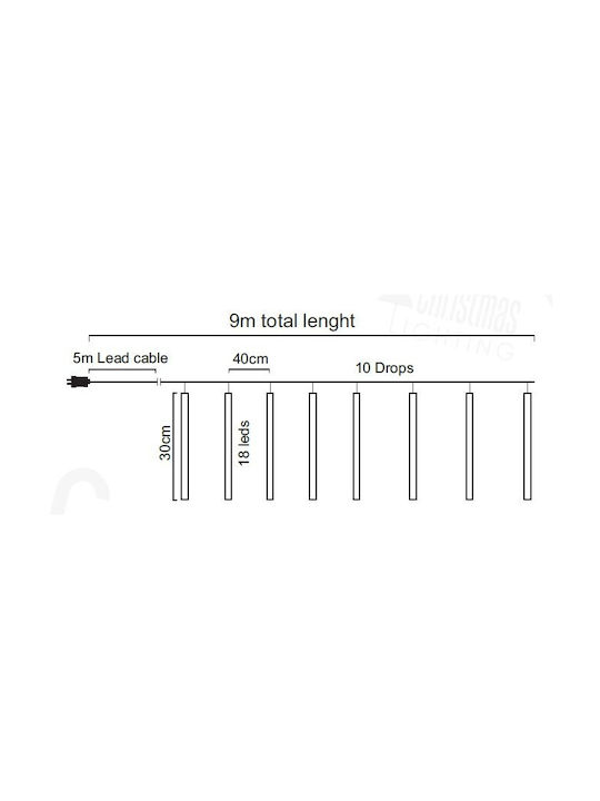 180 Lights LED 9m. White type Meteor 1pcs