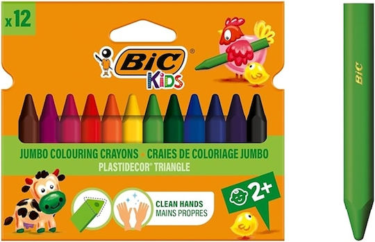 BIC Kids Plastidecor Triangle Crayons Set 12 Colours