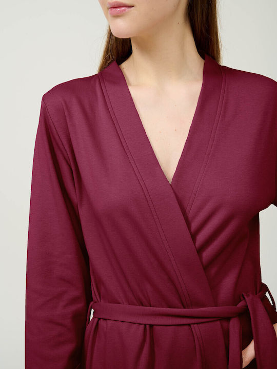 Vamp Χειμερινή Γυναικεία Βαμβακερή Ρόμπα Pink Tan