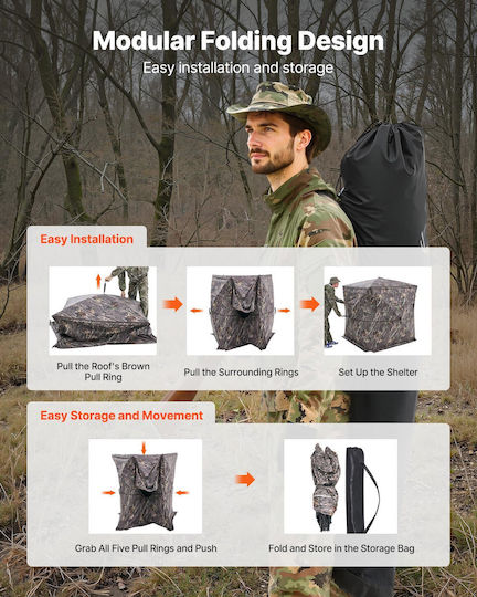 Vevor Hunting Camping Tent Brown 3 Seasons 148x148x170cm