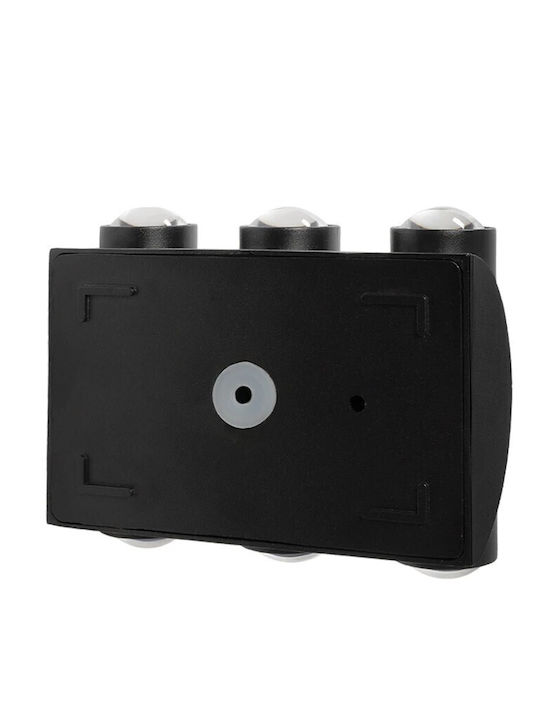 GloboStar Arc Стенно Външно Осветително Тяло LED IP65 12W с Топло Бяло Светлина Двоен Лъч 14x4.8x11.5см