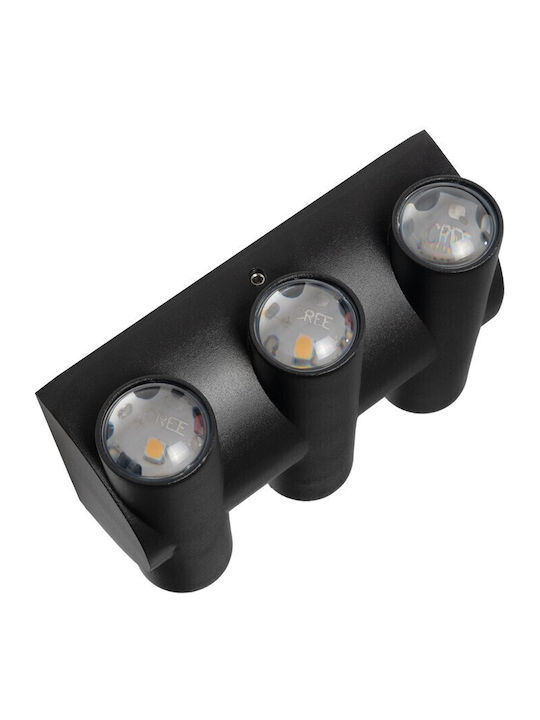 GloboStar Arc Стенно Външно Осветително Тяло LED IP65 12W с Топло Бяло Светлина Двоен Лъч 14x4.8x11.5см