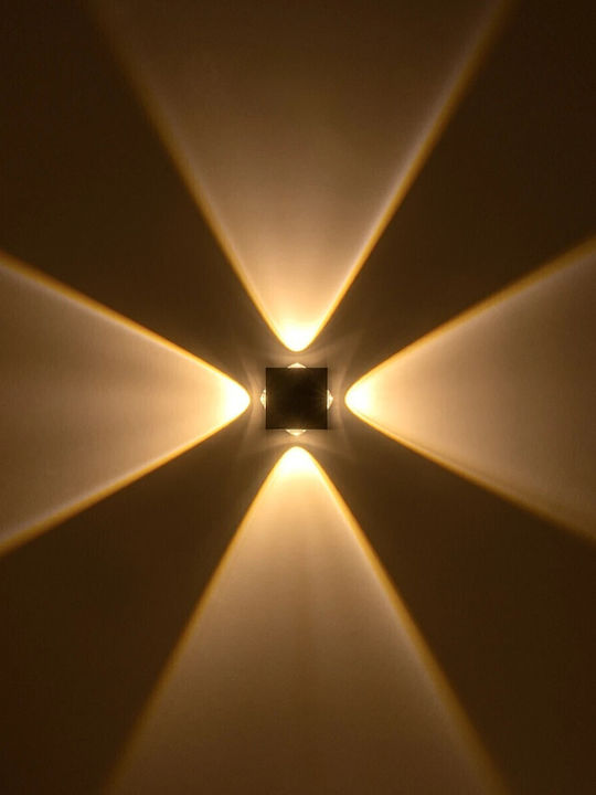 GloboStar Hikari Επιτοίχιο Εξωτερικό Φωτιστικό LED IP65 8W με Θερμό Λευκό Φως 9x4x9εκ.