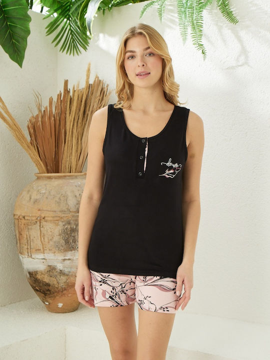 Modalove Summer Women's Pyjama Set Black