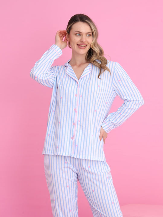 Siyah Inci De iarnă Set Pijamale pentru Femei Light Blue