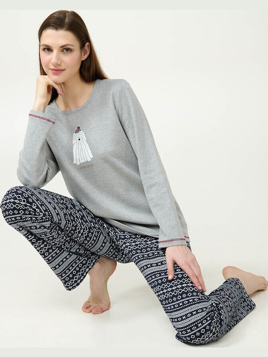 Vamp Winter Women's Pyjama Set Gray Melange