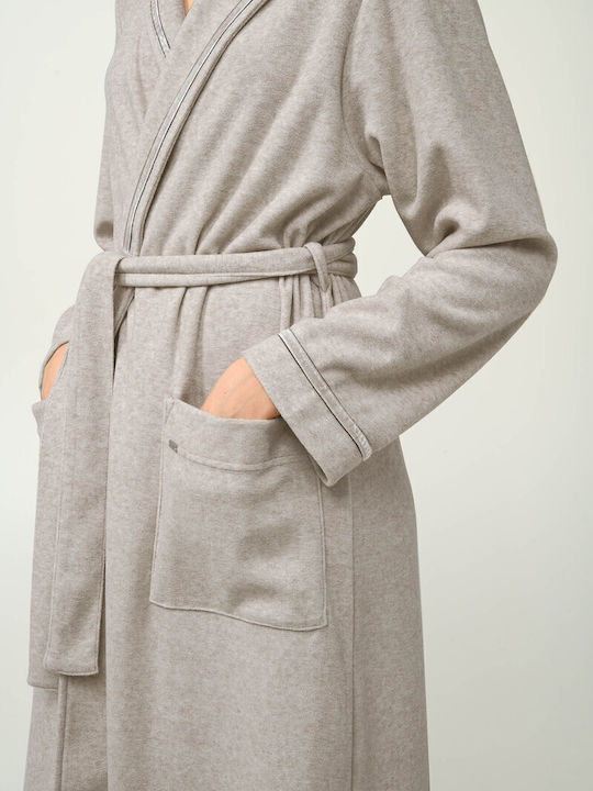 Vamp Зимна Дамска Халат Beige Melange