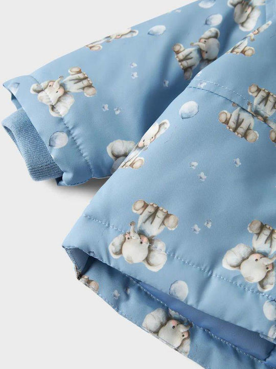 Kids Casual Long Jacket with Hood Light Blue