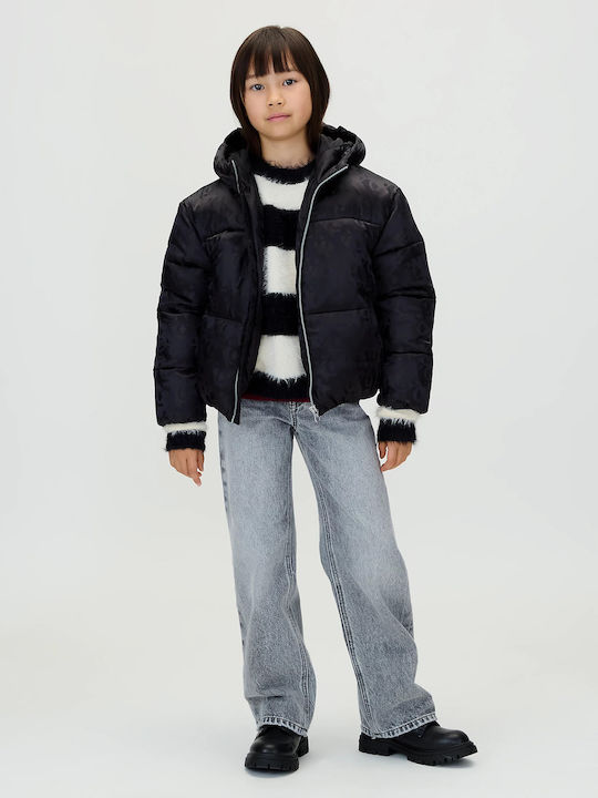 Kinder Steppjacke mit Kapuze Black