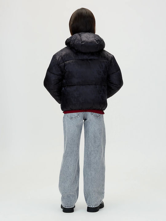 Kinder Steppjacke mit Kapuze Black