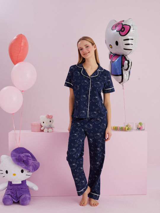 Hello Kitty Set Pijamale pentru Femei Dark Blue