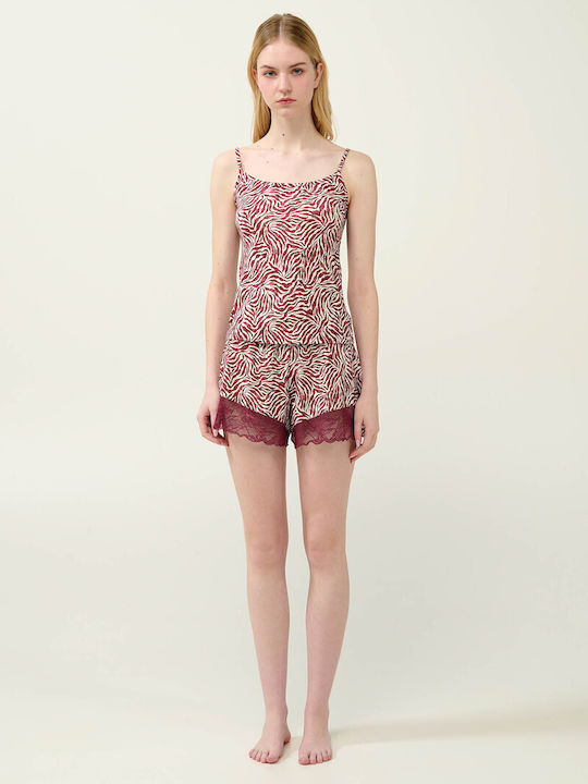 Vamp Χειμερινό Γυναικείο Σορτς Πιτζάμας Red Windsor
