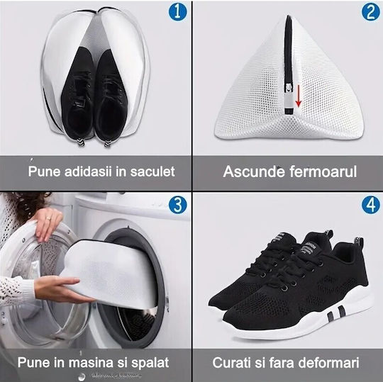Flippy Sac Pentru Spălare și Uscare Pantofi Compatibil cu Mașina de Spălat Material Durabil 42 x 24 x 24 cm Alb