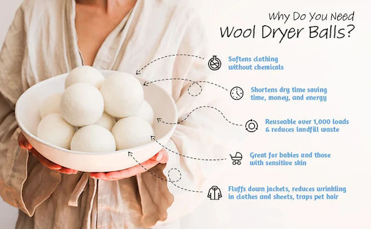 Set 6 Xl 100% Natural Wool Dryer Balls From New Zealand Dryer 1000 Uses Anti-static Reduces Wrinkles In Clothes Drying Time Alternative To Liquid Fabric Softener Plastic Dryer Balls Storage Pouch White Set 6 Xl 100% Natural Wool Dryer Balls From New Zealand Dryer 1000 Uses Anti-static Reduces Wrinkles In Clothes Drying Time Alternative To Liquid Fabric Softener Plastic Dryer Balls Storage Pouch White