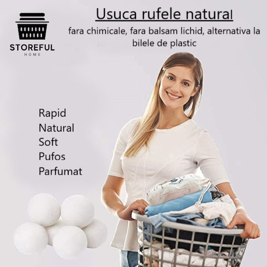Комплект 6 XL 100% Натурални Вълнени Топки За Сушилня От Нова Зеландия Сушилня 1000 Употреби Антистатични Намаляват Бръчките По Дрехите Време За Сушене Алтернатива На Течен Омекотител Пластмасови Топки За Сушилня Торбичка За Съхранение Бели