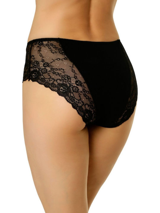 Talie înaltă Femeie Slip cu Dantelă Black