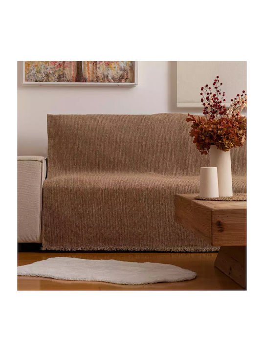 Borea Velvet Ριχτάρι Διθέσιου Καναπέ Βελουτέ 180x250εκ. Κάμελ 032430188075
