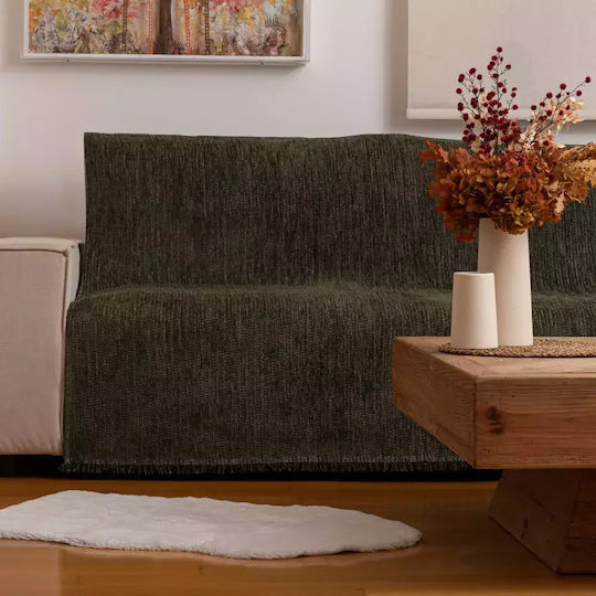 Borea Velvet Ριχτάρι Τριθέσιου Καναπέ Βελουτέ 180x300εκ. Κάμελ