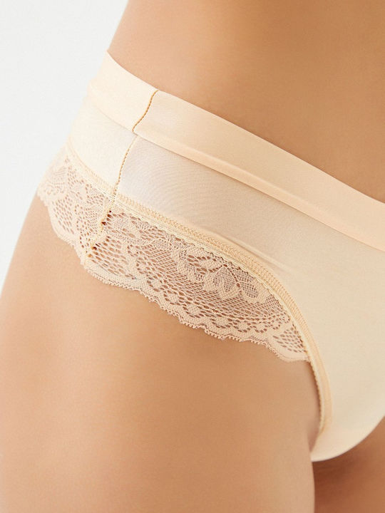 Sabrina Γυναικείο String με Δαντέλα Σομόν