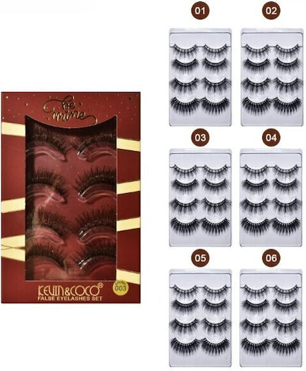 Set 4 Pairs False Eyelashes Kevin Coco Size 5
