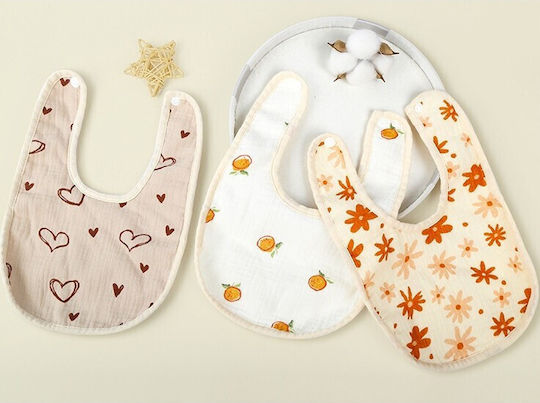 Waterproof Bib from 100% Cotton with Button Beige