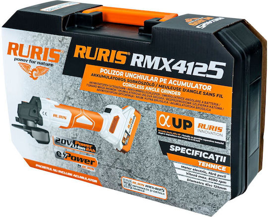Ruris RMX4125 Τροχός 125mm Μπαταρίας Brushless με Ρύθμιση Στροφών 20V Solo