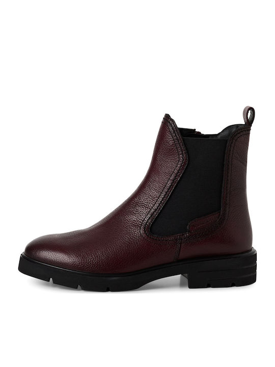 Leather Women's Ankle Boots Burgundy