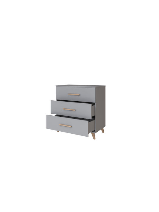 Βρεφική Συρταριέρα με 3 Συρτάρια Γκρι 86x48x92cm