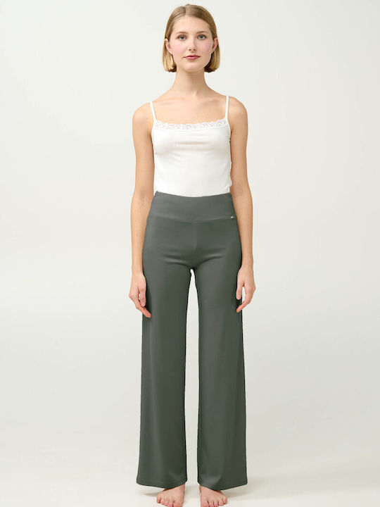 Dama Talie înaltă Tesatura Pantaloni Beige Soleil