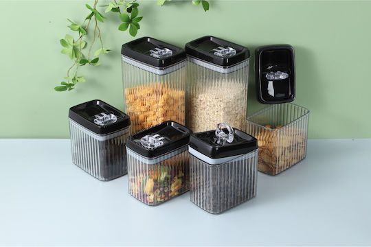 Set 4 Stück Lebensmittelgläser mit Deckel Kunststoff Transparent 1500ml 4 Stück