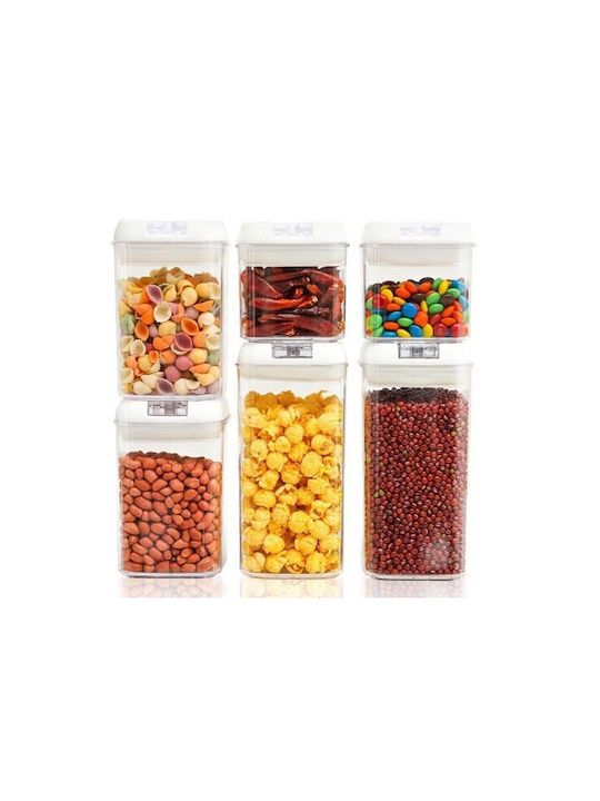 Set of 6pcs Jars Cereals / Pasta with Lid Plastic Transparent 500ml
