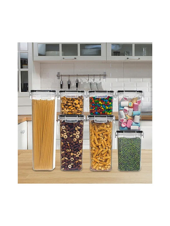 Set 7buc Cutii Cereale cu capac Plastic Transparent 1100ml