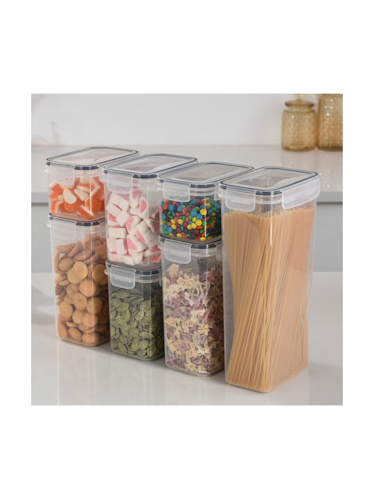Set 7buc Cutii Cereale cu capac Plastic Transparent 1100ml