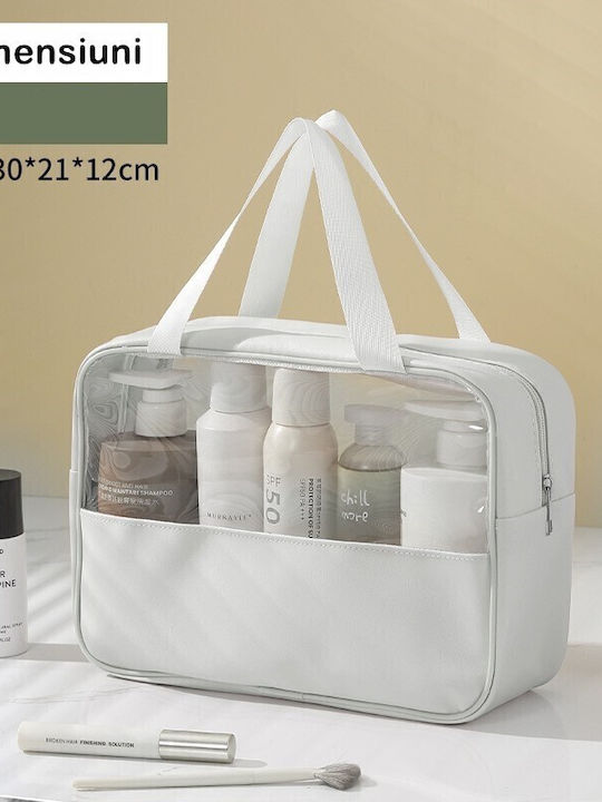 Flippy Cosmetic Bag Travel Organization Pvc Textile Material Waterproof Portable 30x12x21 Cm White Flippy Cosmetic Bag Travel Organization Pvc Textile Material Waterproof Portable 30x12x21 Cm White