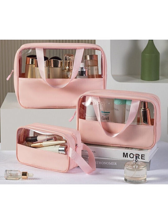Cosmetic Bag Flippy Travel Cosmetic Product Organizer Bag Makeup Bag PVC PU 26 x 15 x 10 cm Pink