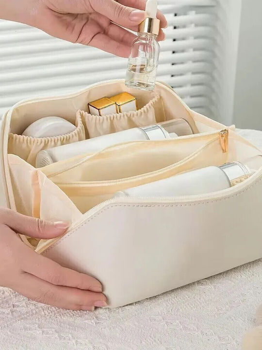 Flippy Travel Bag Cosmetics Portable Waterproof Made Eco Leather Multiple Compartments Zipper 23 X 11.5 X 10.5 Cm Cream Flippy Travel Bag Cosmetics Portable Waterproof Made Eco Leather Multiple Compartments Zipper 23 X 11.5 X 10.5 Cm Cream