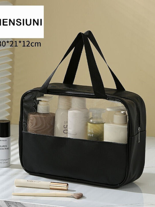 Geantă Cosmetică Flippy Organizare Călătorie Material Textil Pvc Rezistentă La Apă Portabilă 30x21x12 Cm Neagră