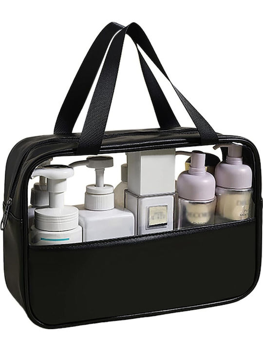 Geantă Cosmetică Flippy Organizare Călătorie Material Textil Pvc Rezistentă La Apă Portabilă 30x21x12 Cm Neagră