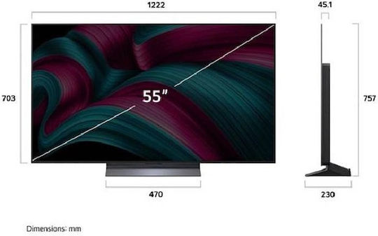 LG Smart Τηλεόραση 55" 4K UHD OLED Evo AI C5 HDR (2025) OLED55C51LA